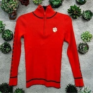 EMERSON STREET S Ribbed Embroidered CLEMSON  TIGERS Tailgate Sweater Pullover